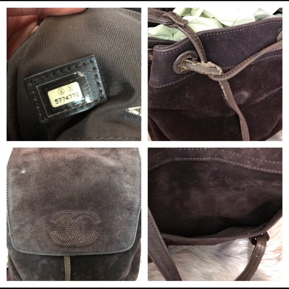Vintage Authentic CHANEL Suede Drawstring Backpack - Picture 8 of 8